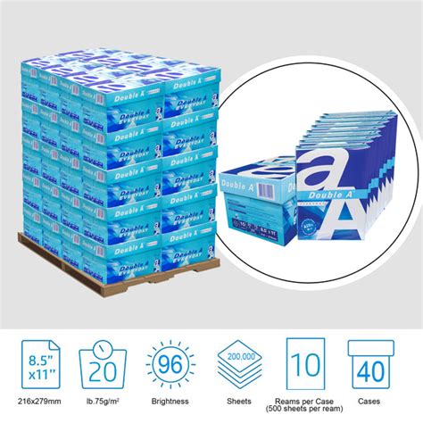 Double A 85 X 11 White Copy Paper 200000 Sheets 40 Casespallet