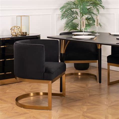 Lasco Dining Chair Black Brushed Brass Finish My Furniture