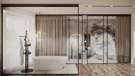 Glass wall bathroom | Interior Design Ideas