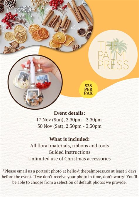 Event Personalised Christmas Bauble Workshop At The Palm Press On 16