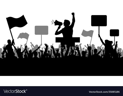Crowd People With Flags Banners Sports Mob Vector Image