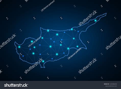 Map Of Cyprus From Polygonal Wire Frame Low Poly Royalty Free Stock