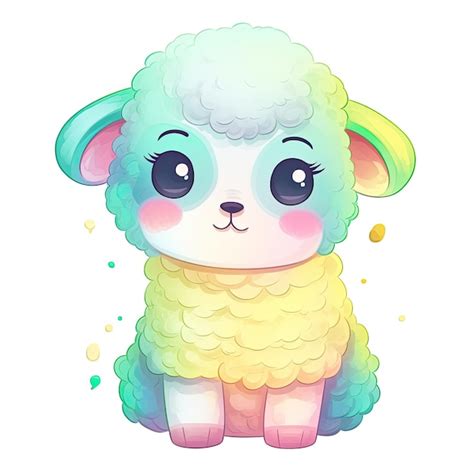 Premium Photo | Colorful baby lamb sitting illustration Cute baby sheep ...