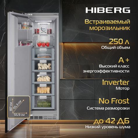 Встраиваемый морозильник Hiberg i-FRB 35 NF, инвертор, No Frost, общий ...