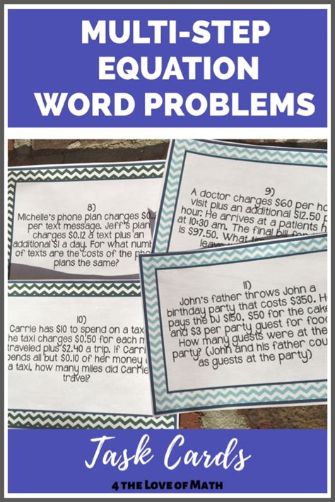 Three Task Cards For Multi Step Word Problems