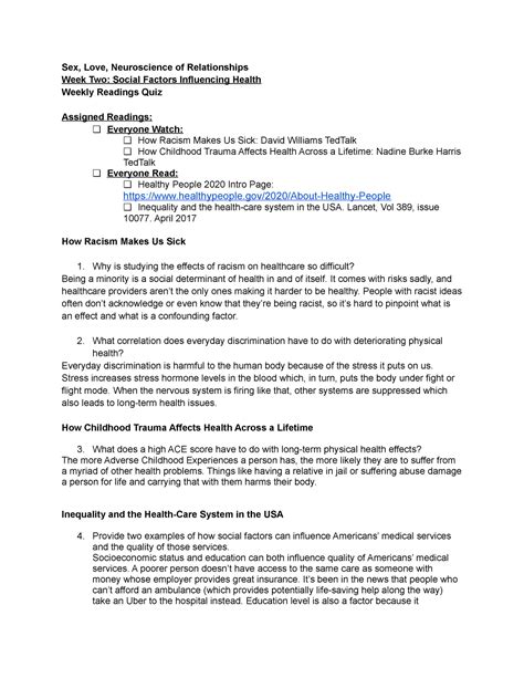 Week 2 Homework Sex Love Neuroscience Of Relationships Week Two Social Factors Influencing