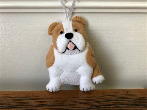 Bulldog Ornament Felt English Bulldog Felt Dog Christmas Ornament