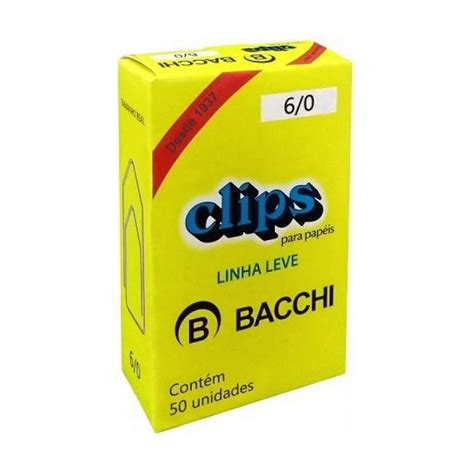 Clips Bacchi Galvanizado N6 0 Linha Leve C 50 Unidades Papelaria Criativa