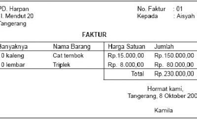 Contoh Faktur Farmasi Gawe CV