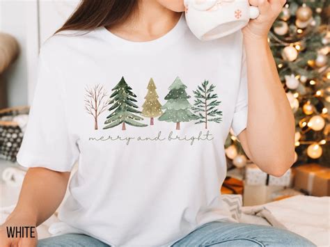 Merry And Bright Trees Women S Christmas Shirt Womans Etsy