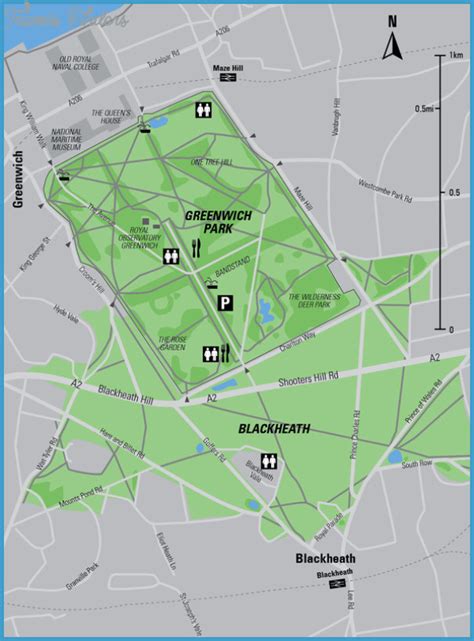 Greenwich Park Map - TravelsFinders.Com