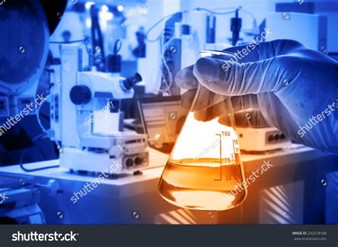 Flask Scientist Hand Lab Equipment Background Stock Photo Edit Now