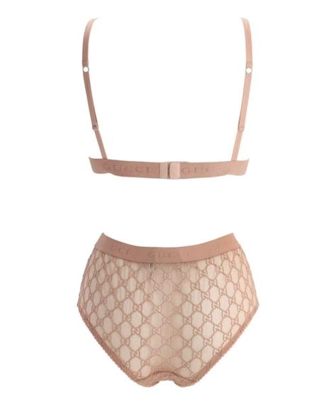 Gucci Gg Embroidered Sheer Tulle Lingerie Set In Pink Lyst