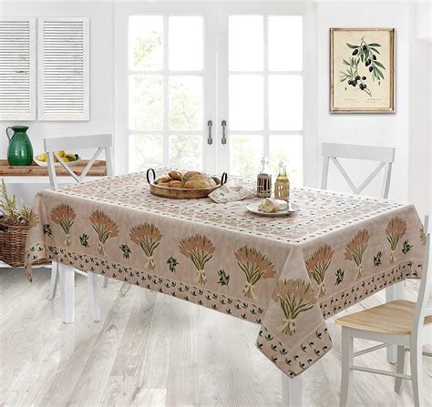 Home Bargains Plus Rectangle Fabric Tablecloth 60 X 120 Inch Wheat