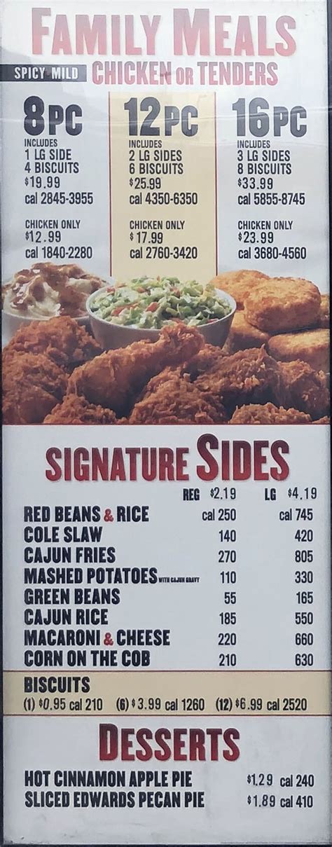 Popeyes Printable Menu Chicken Sandwich