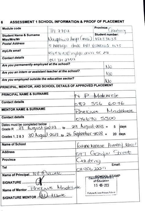 Ass Tpf Tpf Assignment Assessment School Information