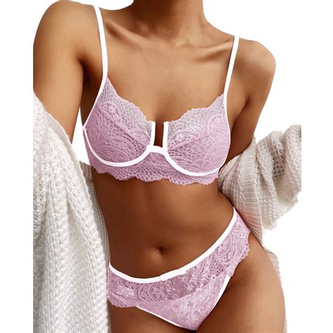 LYCAQL Lingerie For Women Plus Corset Bralette Women Piece Lace Underwear Two Floral Size