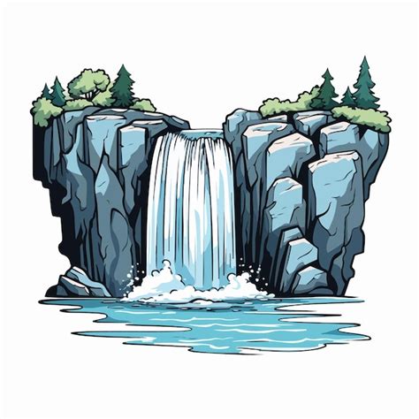 Premium Vector Waterfall Flat Vector Illustration Waterfall Cartoon