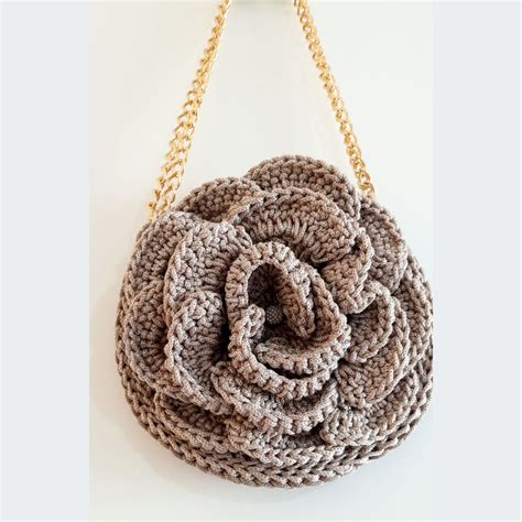 Bolsa de Flor de Crochê na Cor Nude Elo Produtos Especiais