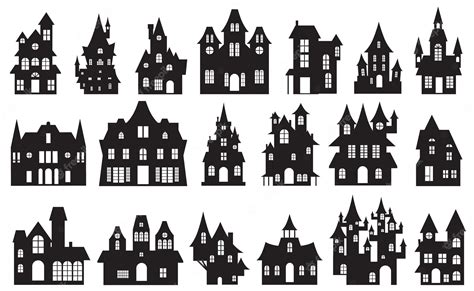 Premium Vector Halloween Haunted House Silhouette Set