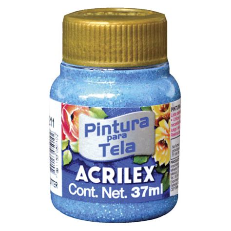 Pintura Glitter Para Tela Acrilex Glitter Tela 37ml Azul Turquesa