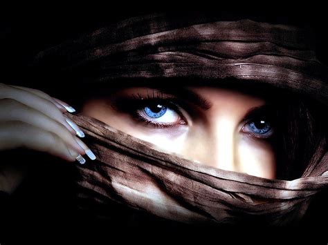 Wallpaper Black Women Model Blue Eyes Covering Face Emotion