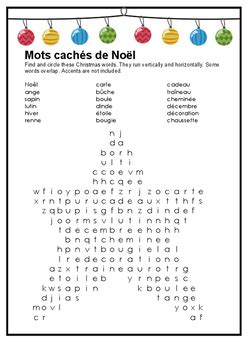 Mots Cach S De No L Christmas Word Search By Madame Fleur Tpt