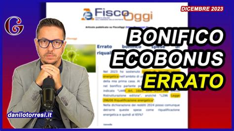 Bonifico Parlante Per Riqualificazione Energetica Ecobonus Errato