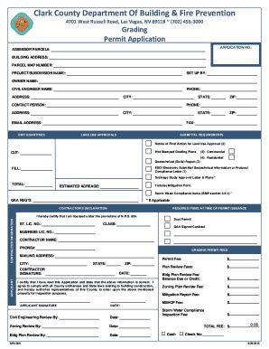 Fillable Online Clarkcountynv Grading Permit Application Form Bpa