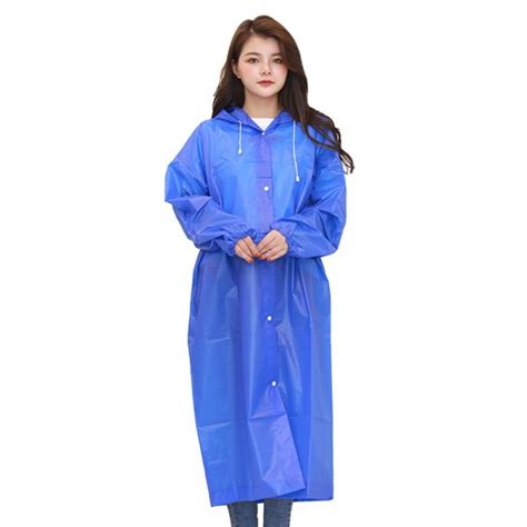 Portable Eva Raincoats For Adults Reusable Rain Ponchos With Hoods And