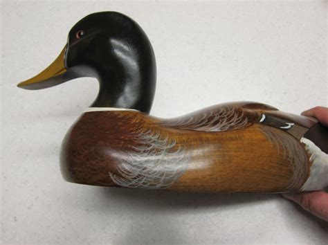 Signed P Korman Mallard Drake Decoy Original Wooden Bird Factory