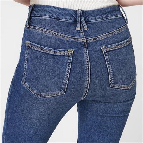 Good American Good Legs Crop Raw Hem Jeans Women Blue835 Flannels