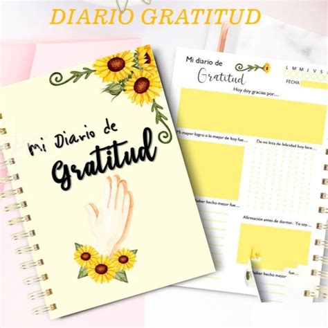 Diario De Gratitud Y Abundancia Imprimibles Editables Pdf Book Cover