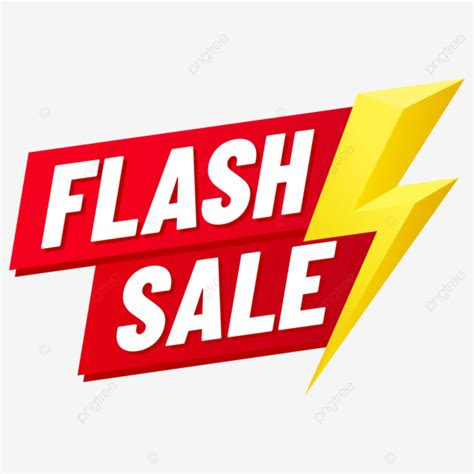 Red Flash Sale Discount Logo With Yellow Lightning Vector Flash Sale