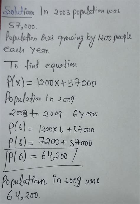 Solved A Town S Population Has Been Growing Linearly In The