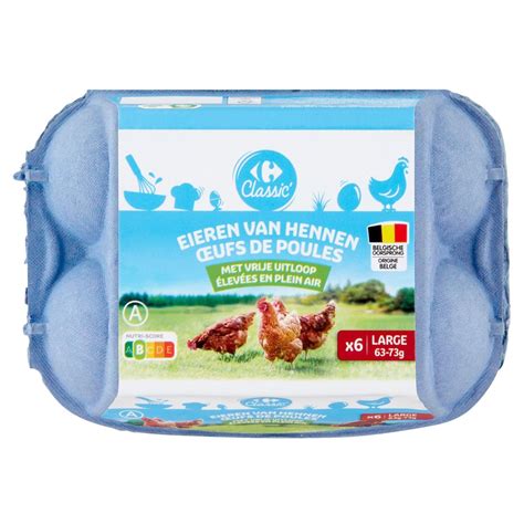 Carrefour Classic Œufs de Poules Élevées en Plein Air Large 6 Pièces