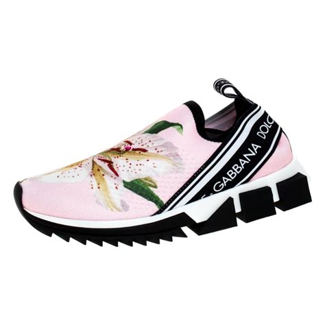 Dolce And Gabbana Pink Floral Stretch Fabric Sorrento Slip On Sneakers Size 36 At 1stdibs