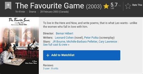 The Favourite Game 2003 Le Jeu De Lange Dvdrip Telegraph