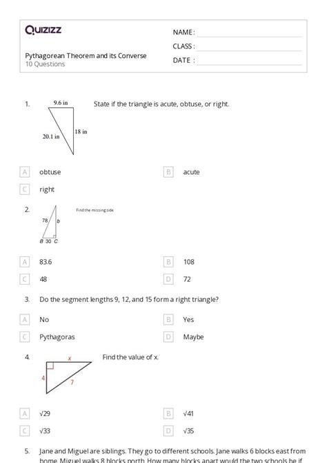 50+ converse pythagoras theorem worksheets on Quizizz | Free & Printable