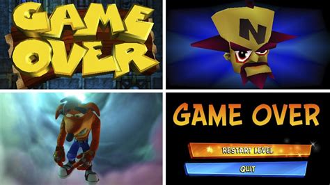 Evolution Of Crash Bandicoot Game Over Screens 1996 2021 Youtube