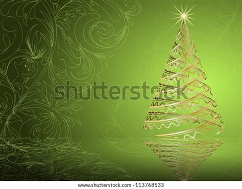 Stylized Vector Gold Christmas Tree On Stock Vector Royalty Free