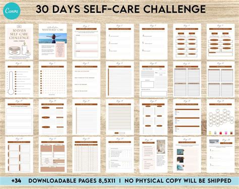 30 Day Self Care Challenge Journal Self Love Planner Mindfulness