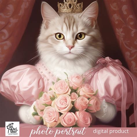 Royal Cat Painting From Photo Custom Pet Portrait Royal Cat Portrait