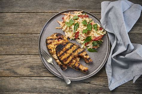 Bbq Salmon Cutlets With Spicy Slaw Farm To Fork Barbeques Galore