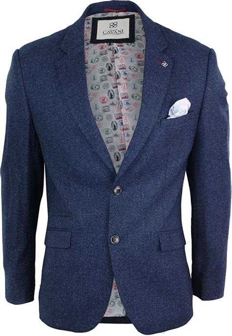 Veste homme blazer en tweed bleu marine chic et décontracté coupe