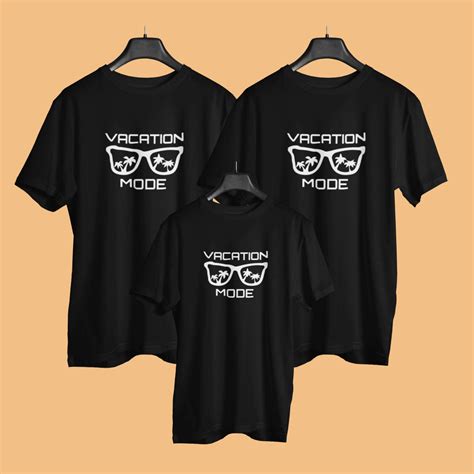 Vacation Mode On Matching Family Black Cotton T-shirts