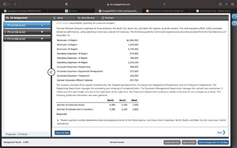 Solved Profit Center Responsibility Reporting For A Service Chegg