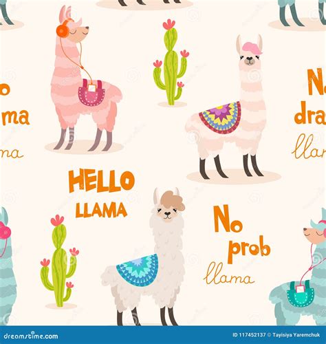 Teste Padrão Lama E Cacto Textura Sem Emenda Do Vetor Ilustração