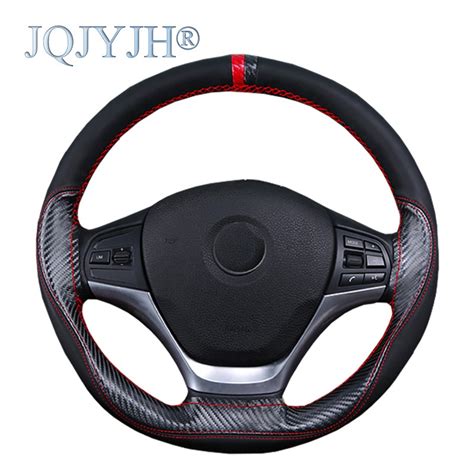 Leather Car Steering Wheel Cover Carbon Fiber Fashion Type Used For All