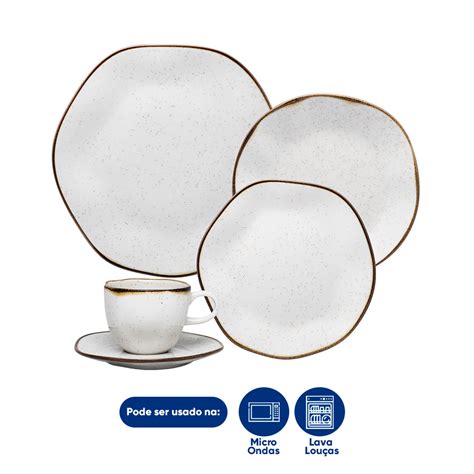 Aparelho De Jantar E Chá 30 Peças Porcelana Ryo Maresia Oxford Select